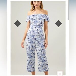 Francine Toile Sky Off The Shoulder Jumpsuit